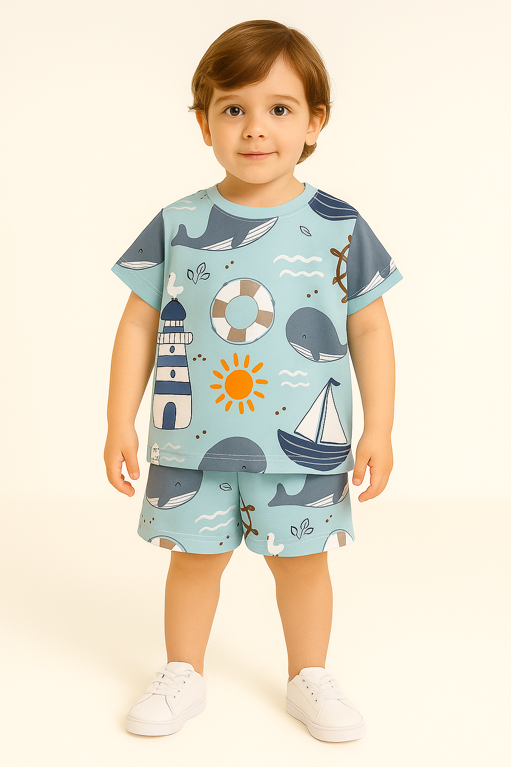 WHALE CARZY CARTOON  BOY FANCY CORD SET .