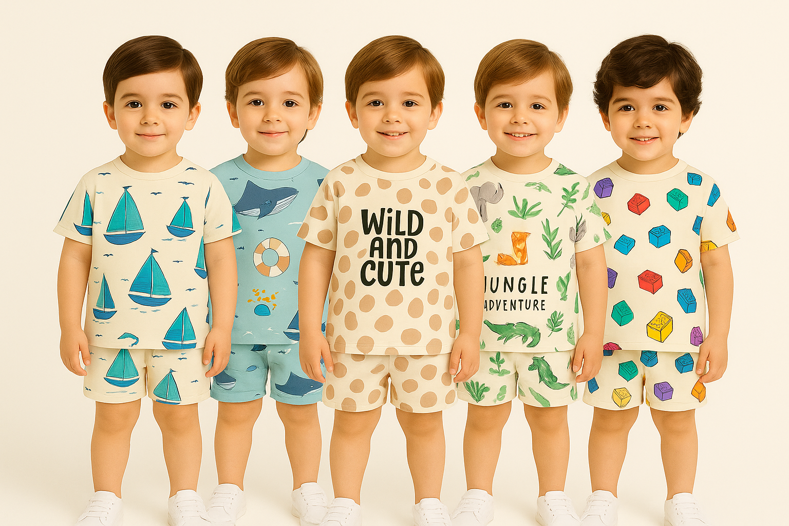 SKY PEARL SHIP-WHALE-WILD & CUTE-JUNGAL-CHEX BOX-CORD SETS( PACK OF 5 )