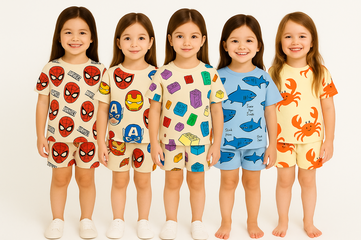 SPIDER-CUTE MARVEL-CHEX BOX-SHARK-CRAB-CORD SETS( PACK OF 5 )