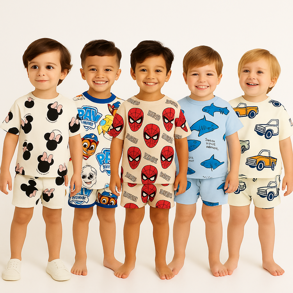 MICKEY BOY-DOGGY CARTOON -SPIDER BOY-SHARK FANCY-CAR CRAZY-CORD SET ( PACK OF 5 )