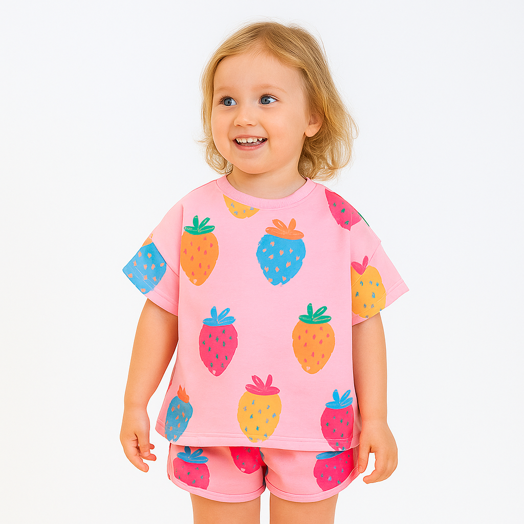 PINK STRAWBERRY STUNING GIRL FANCY CORD SET .