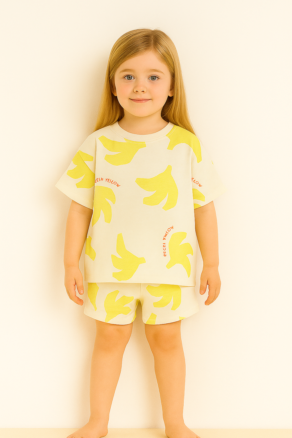 YELLOW BANANA STUNING GIRL FANCY CORD SET .