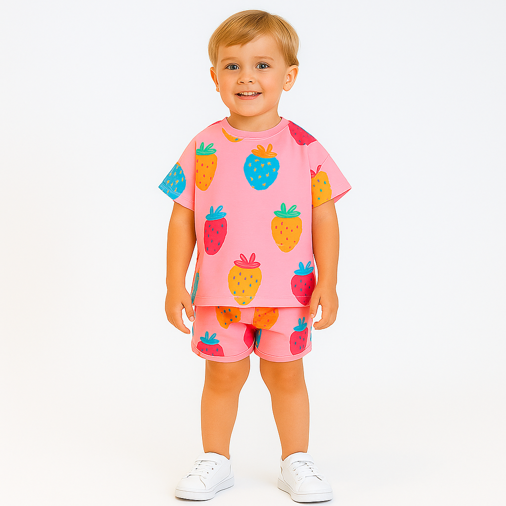 PINK STRAWBERRY STUNING FANCY CORD SET .