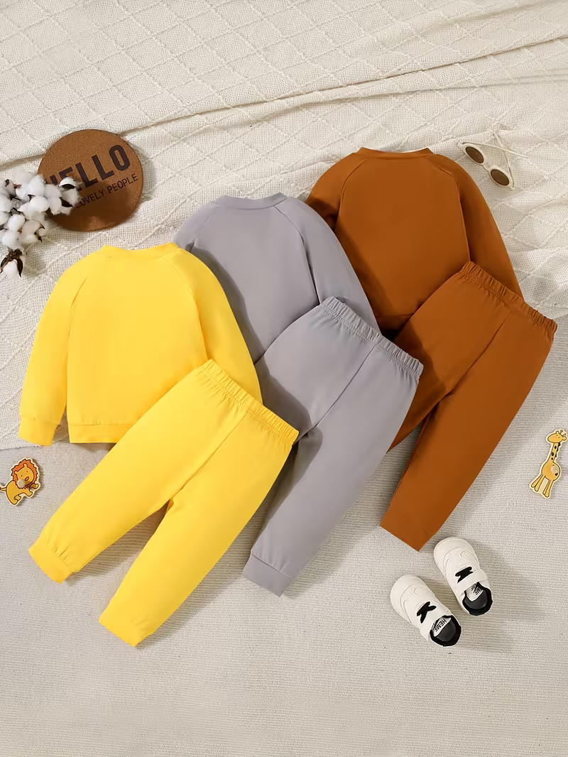 Glozin Kids 3-Piece Cartoon Tracksuit Set | Sweatshirt & Jogger Combo for Boys & Girls (1–14 Years)