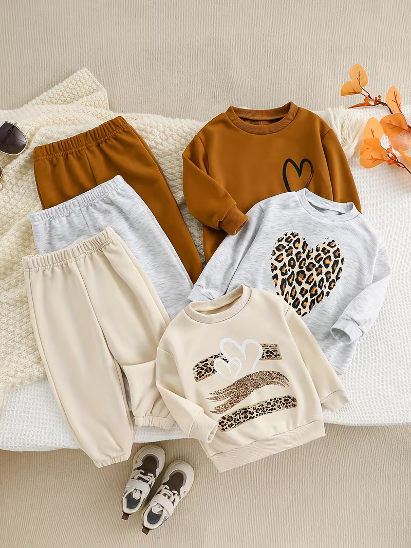 Glozin Kids 3-Piece Clothing Set | Sweatshirt, Jogger Pants & Matching Top for Boys & Girls (1–14 Years)