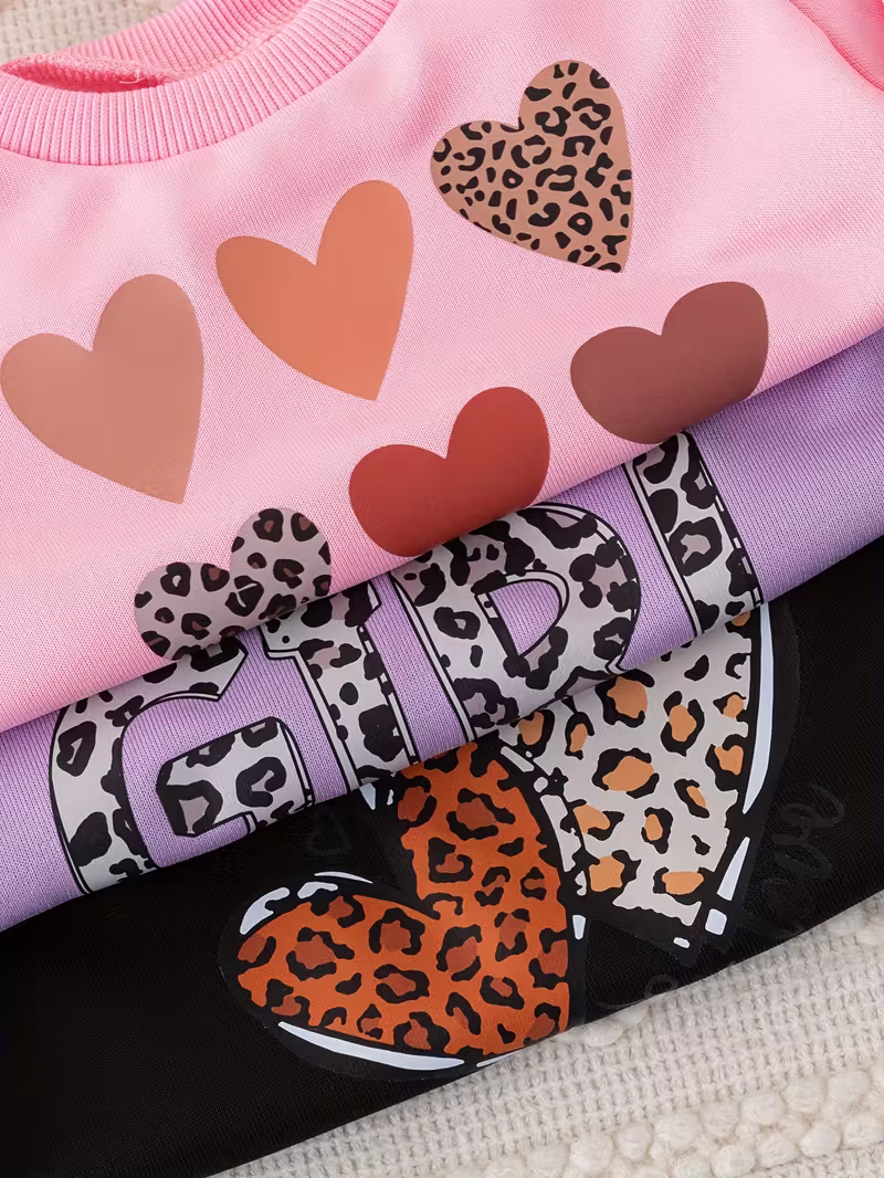 Glozin Girls Winter Co-Ord Set | Printed Sweatshirt & Jogger Pant Set for Kids | Soft Cotton Winter Wear | Ages 1 to 14 Years