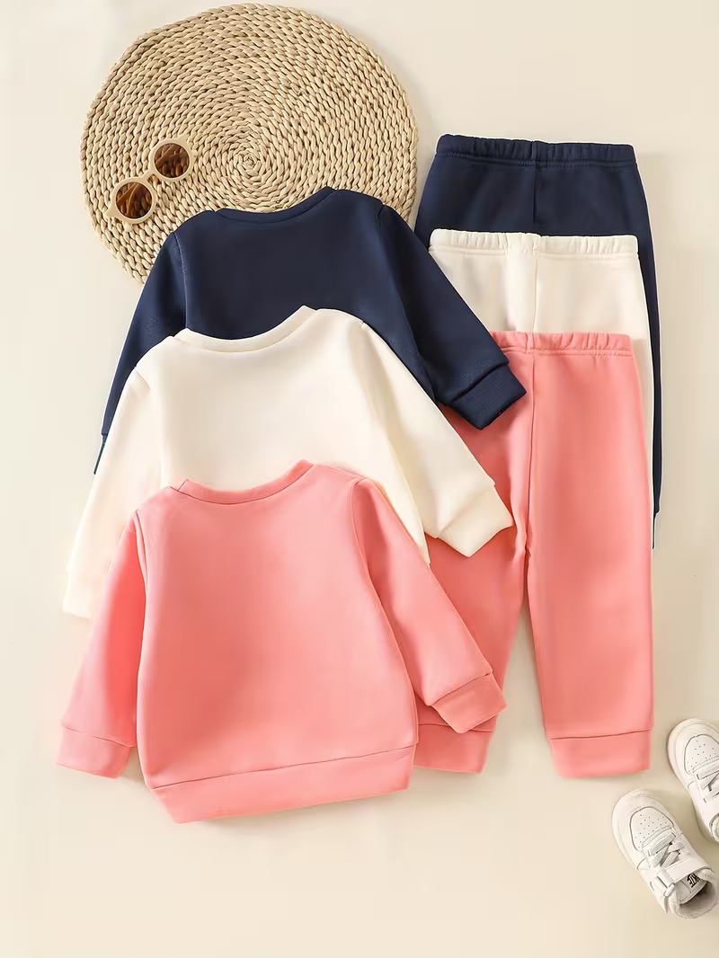 Glozin Kids Winter Co-Ord Set | Bear Patch Sweatshirt & Jogger Pant Set for Boys & Girls | Soft Cotton Fleece | Ages 1 to 14 Years