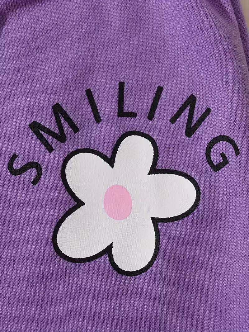 Trendy “Keep Smiling” Floral Sweatshirt & Jogger Pant Set for Girls | Stylish Winter Co-Ord Set | Kids Full Sleeve Top & Bottom Set (1–14 Years)