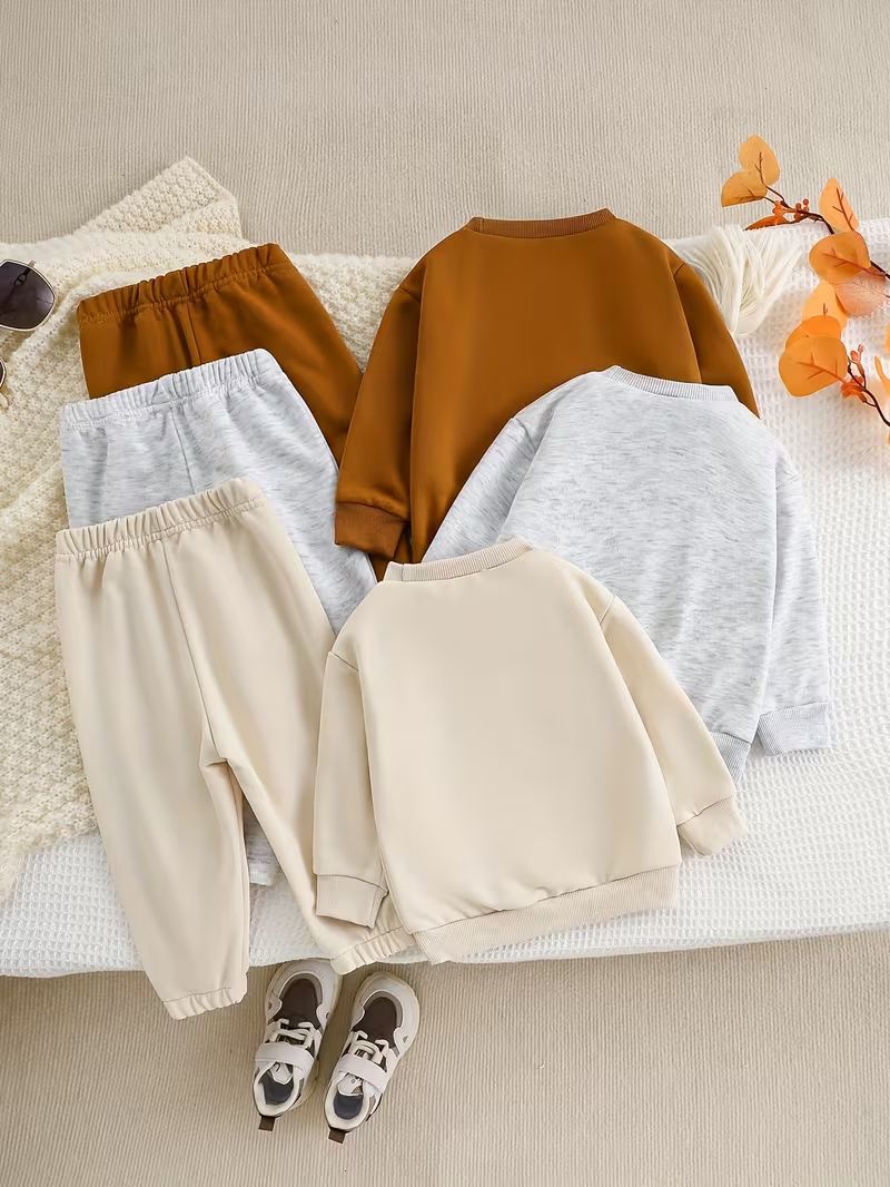 Glozin Kids 3-Piece Clothing Set | Sweatshirt, Jogger Pants & Matching Top for Boys & Girls (1–14 Years)