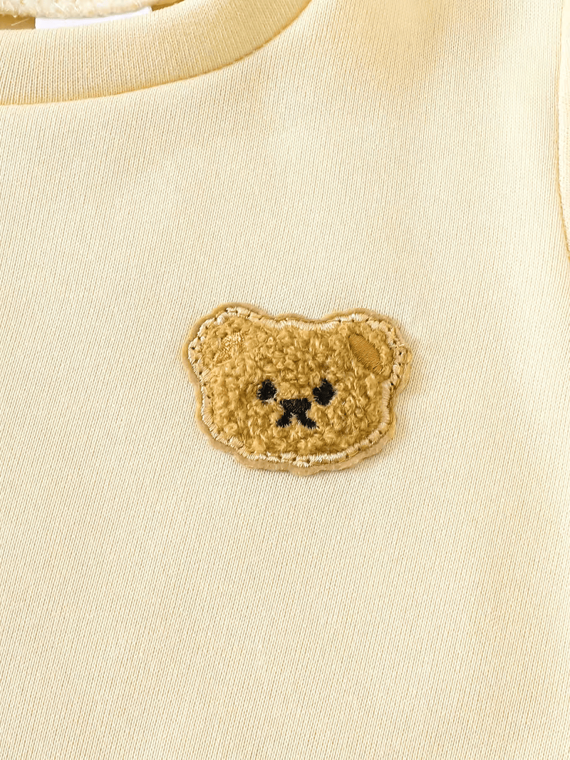 Glozin Kids Winter Co-Ord Set | Teddy Bear Patch Sweatshirt & Jogger Pants | Soft Cotton Fleece Tracksuit for Boys & Girls | Age 1 to 14 Years