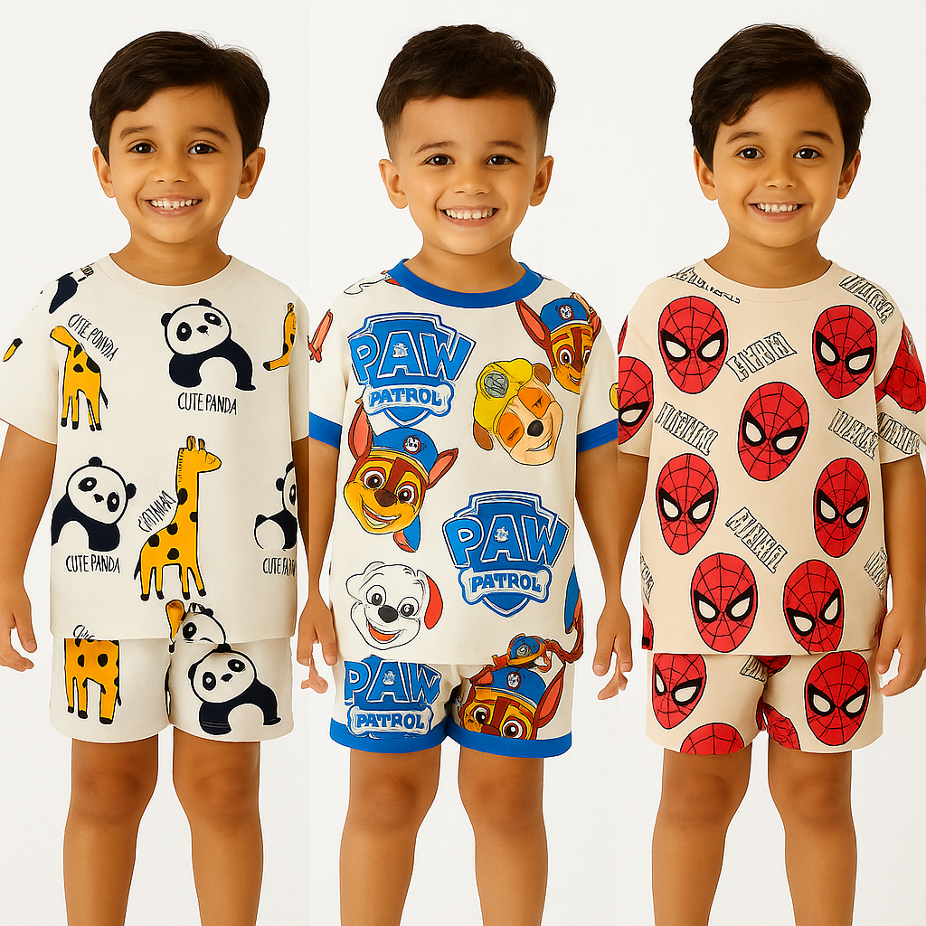 PANDA- DOGGY CARTOON - SPIDER BOY  CORD SET .( PACK OF 3 )