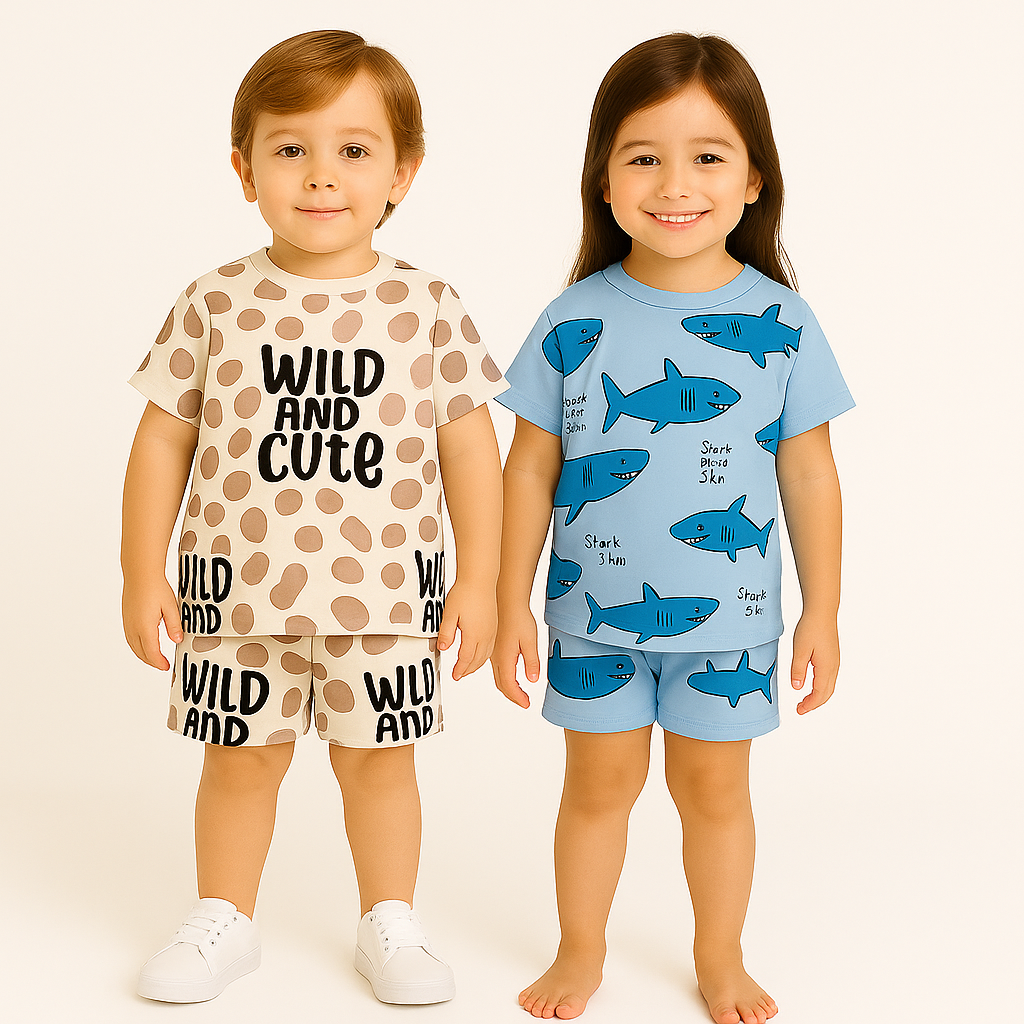 WILD CUTE - SHARK  FANCY CORD SET .( PACK OF 2 )