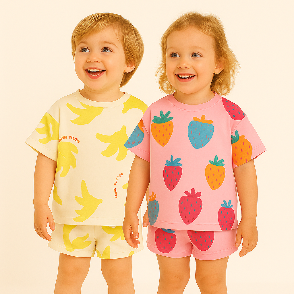 YELLOW BANANA - PINK STRAWBERRY CORD SET .( PACK OF 2 )