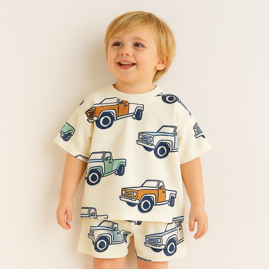 CRAZY CAR- CHEX BOX - SKY PEARL SHIP BOY CORD SET .( PACK OF 3 )