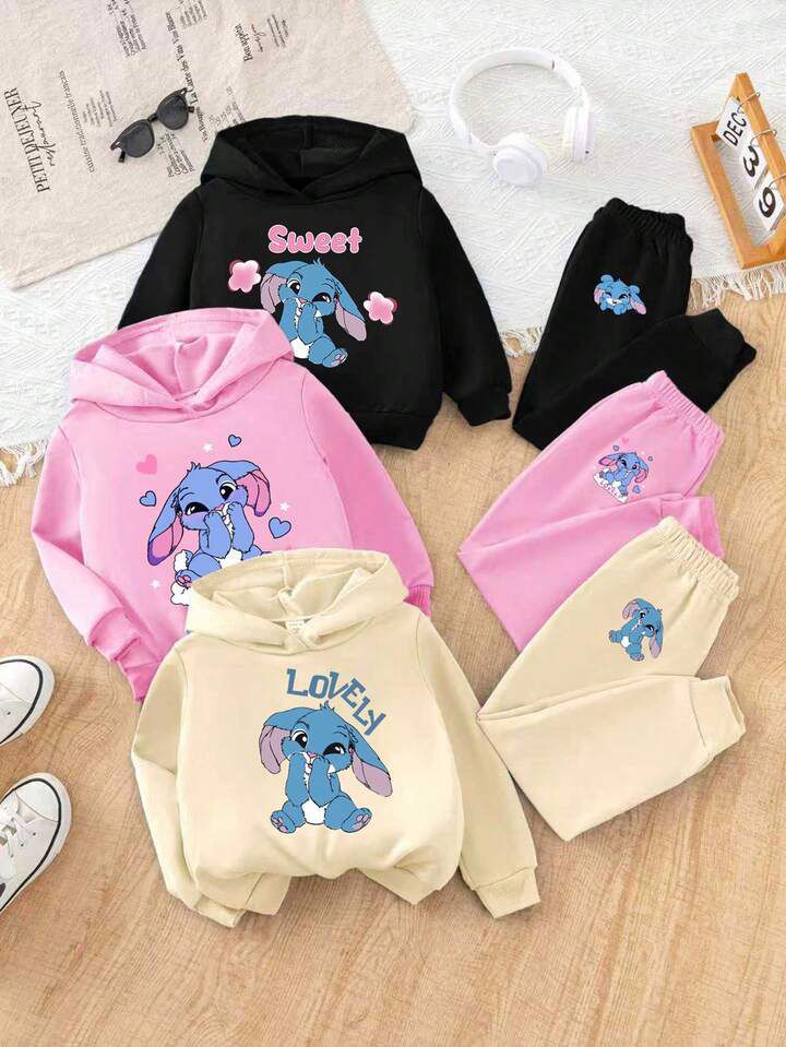 Glozin Kids Bunny Printed Hoodie & Jogger Set – Cute & Cozy Winter Tracksuit for Boys & Girls (1–14 Years)