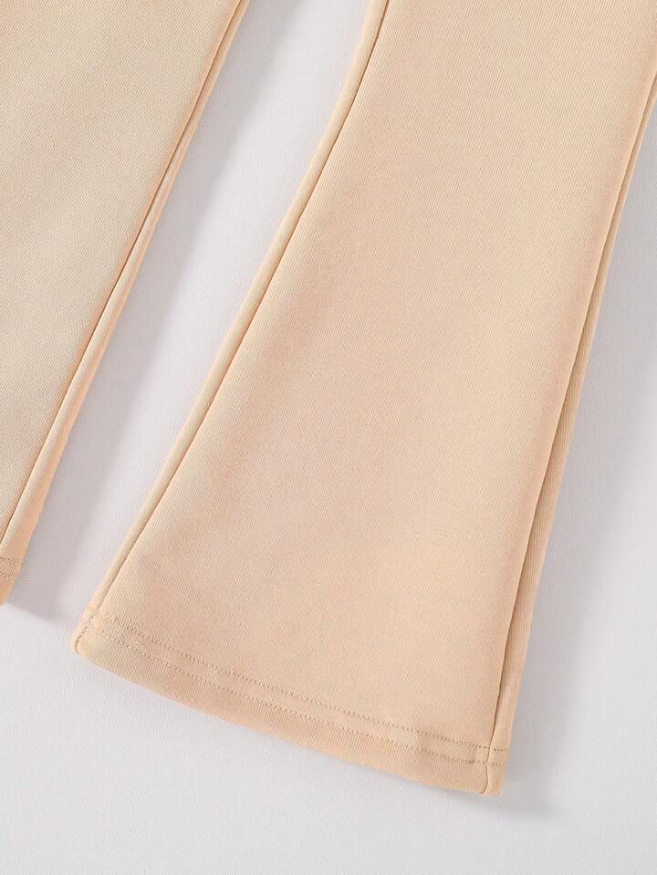 Glozin Girls Beige Heart & Leopard Print Sweatshirt with Matching Flared Pants – Stylish Winter Outfit (1–14 Years)