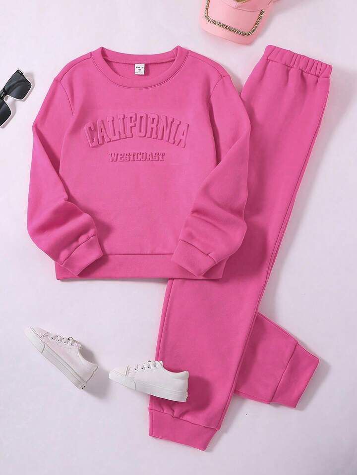 Glozin Girls California West Coast Tracksuit – Pink Sweatshirt & Jogger Set | Cozy & Stylish Kids Outfit (1–14 Years)