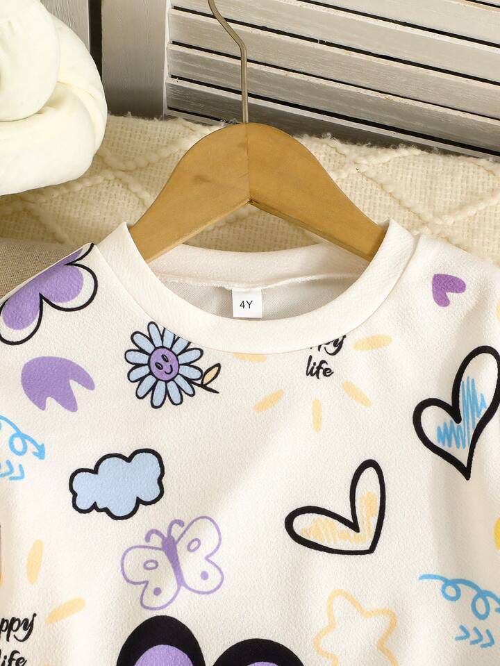 Glozin Girls Floral Print Sweatshirt & Legging Set – Cute Flower Outfit for Kids | Comfortable Daily Wear (1–14 Years)