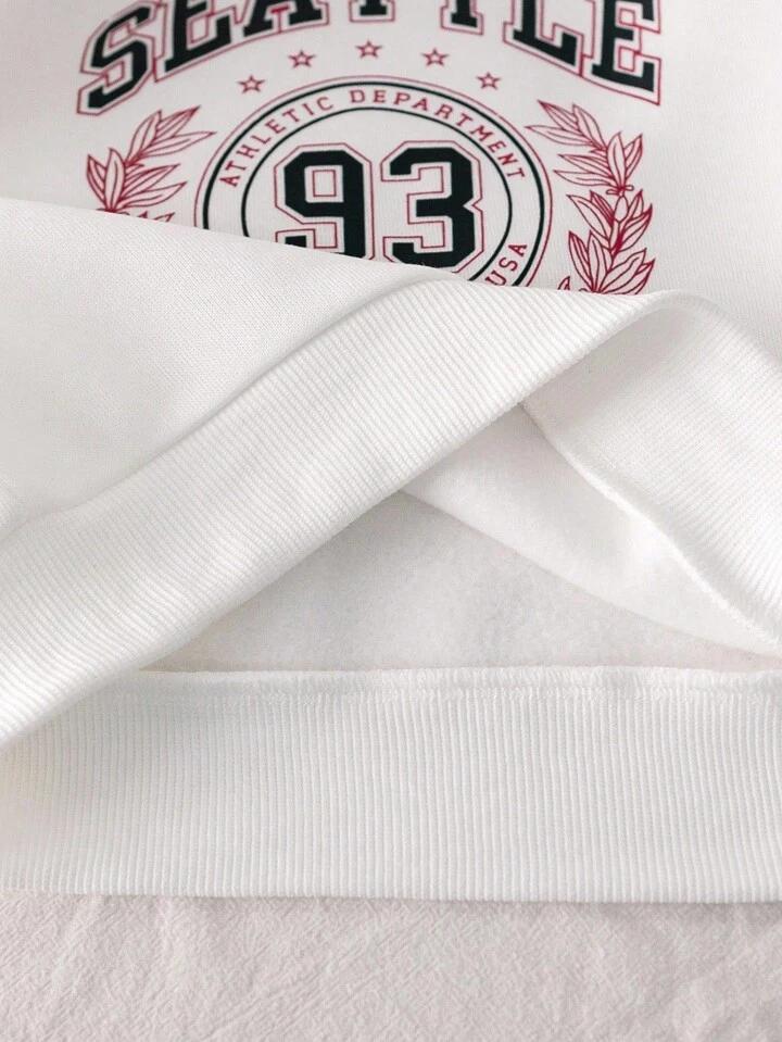 Glozin Kids White & Pink Winter Tracksuit Set with Seattle Print | Full Sleeve Sweatshirt & Jogger Pant Set for Boys & Girls (1–14 Years)