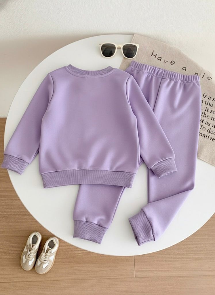 Kids Premium Cotton Blend Heart Print Co-Ord Set | Girls Full Sleeve Sweatshirt & Jogger Pants Set | Winter Wear Tracksuit for 1–14 Years