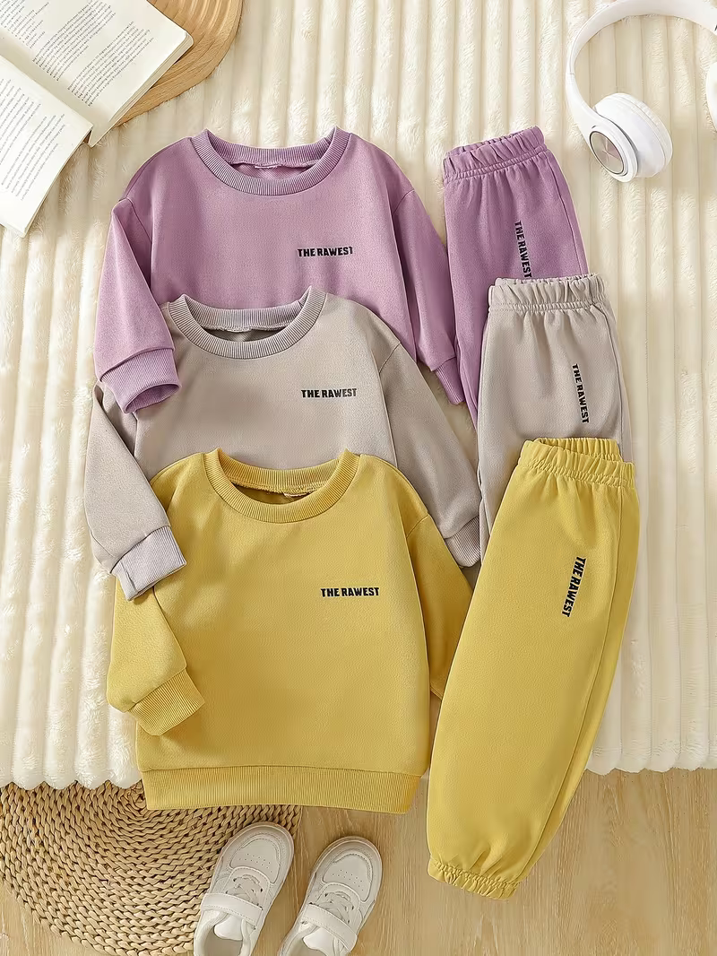 Glozin Kids 3-Piece Tracksuit Set | Printed Sweatshirts & Jogger Pants Combo for Boys & Girls (1–14 Years)